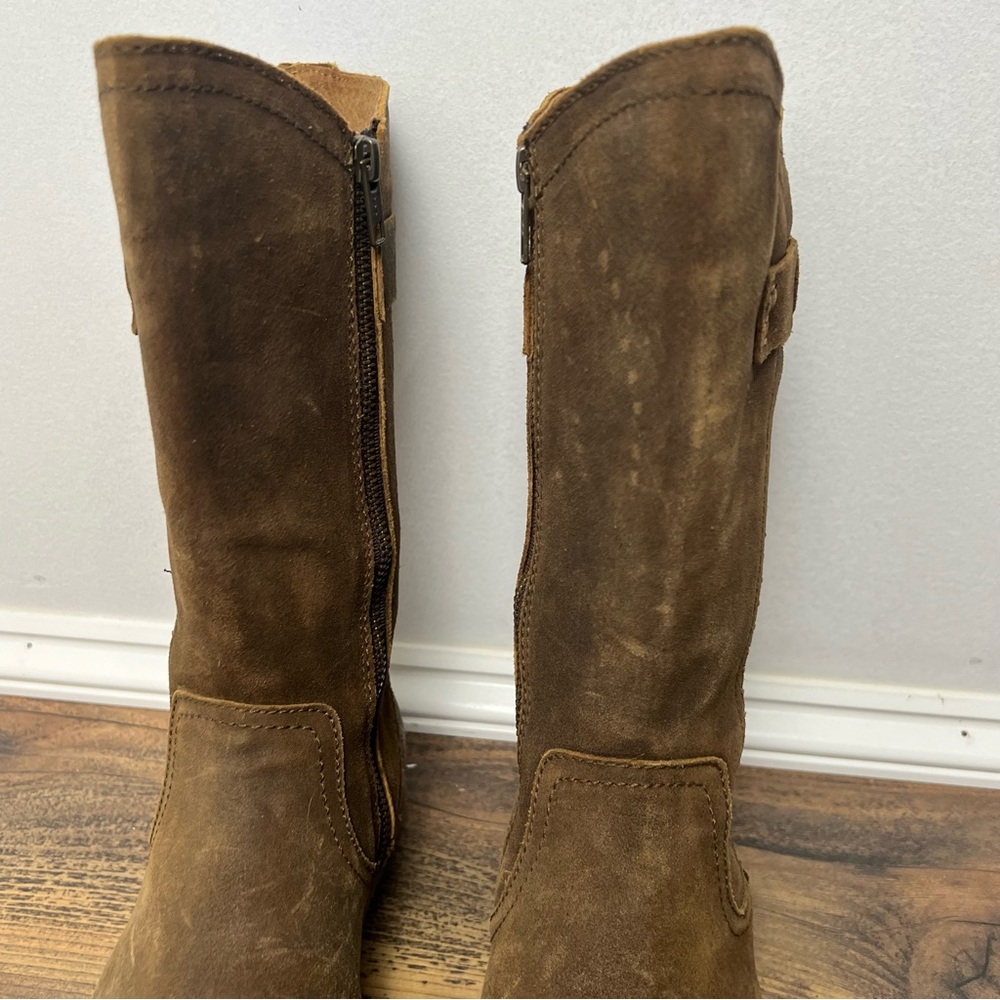BORN Women's Tonic Rust Distressed Boot Sz 7/38 Suede Leather Zipper round Toe - Picture 8 of 16